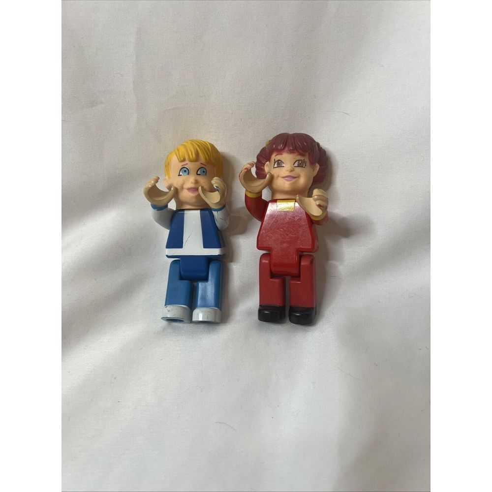 1987 Tandem Bricks Town Preschool Figures Boy Girl Blocks Vintage